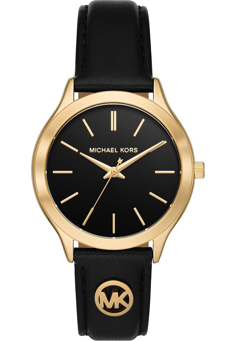 Reloj Michael Kors Slim Runway para Mujer – 38 mm, Movimiento de Cuarzo, Correa de Piel Negr