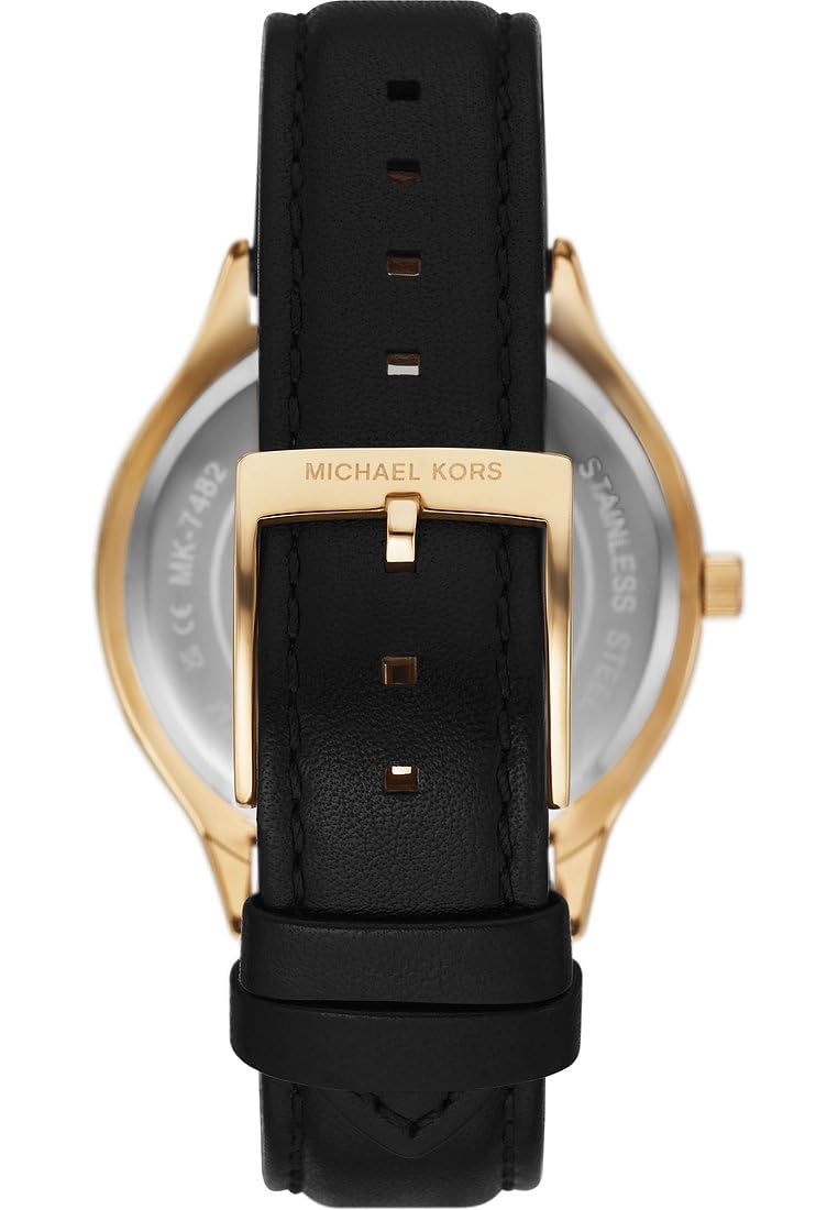 Reloj Michael Kors Slim Runway para Mujer – 38 mm, Movimiento de Cuarzo, Correa de Piel Negr