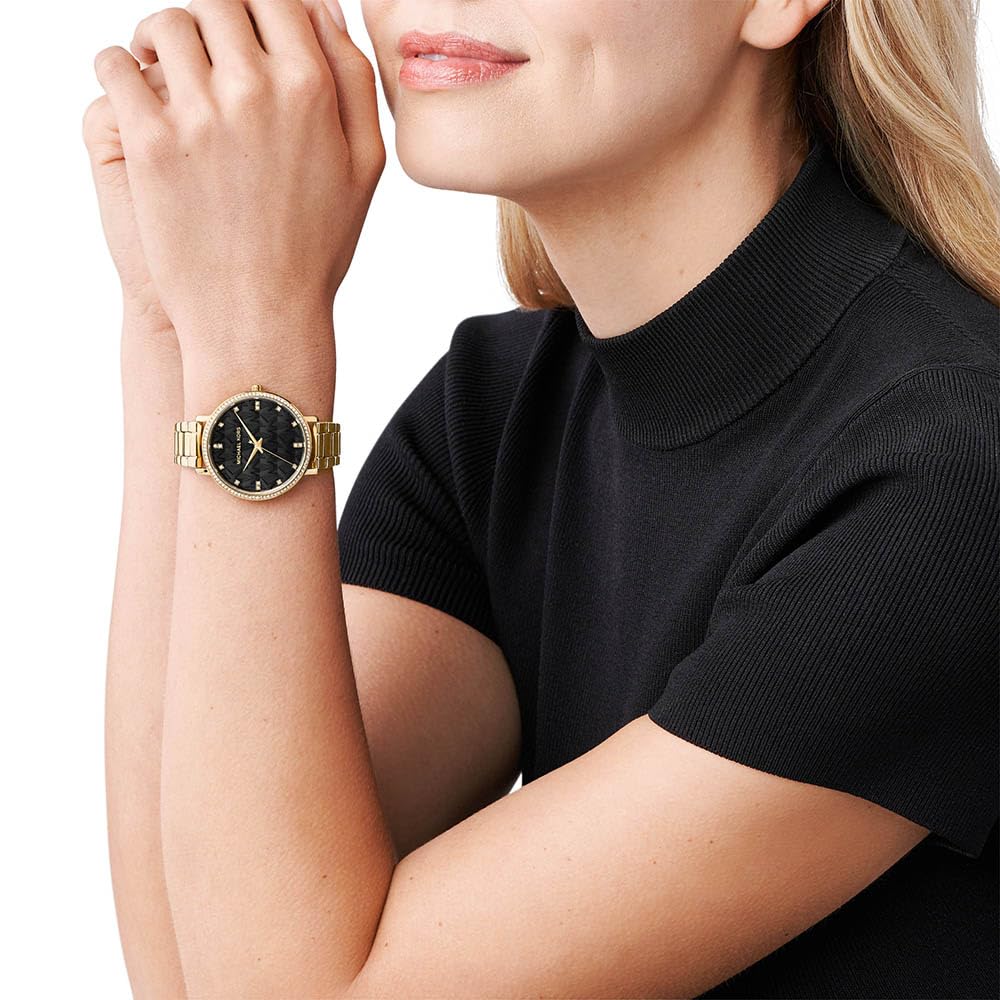Reloj Michael Kors Pyper para Mujer – Movimiento de Cuarzo, 38 mm, Negro Azabache y Dorado