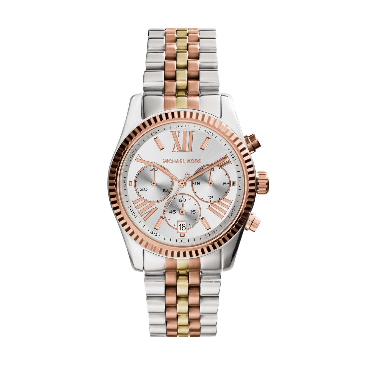 Reloj Michael Kors Lexington para Mujer – Cronógrafo de Cuarzo, Acero Inoxidable Bicolor Plata y Oro, Modelo MK5735