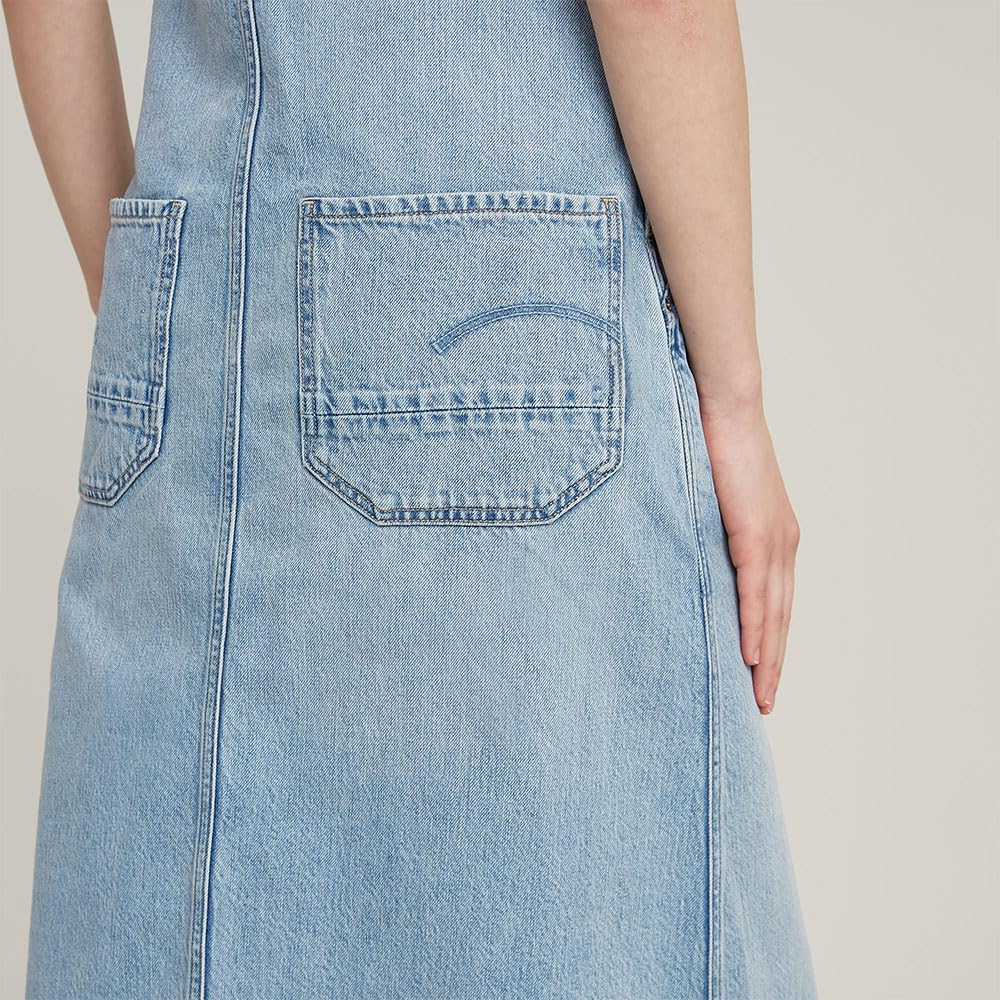 Pichi Midi para Mujer G-Star – Color Azul Sun Faded Cloudburst, Talla XXS, Estilo Casual Denim