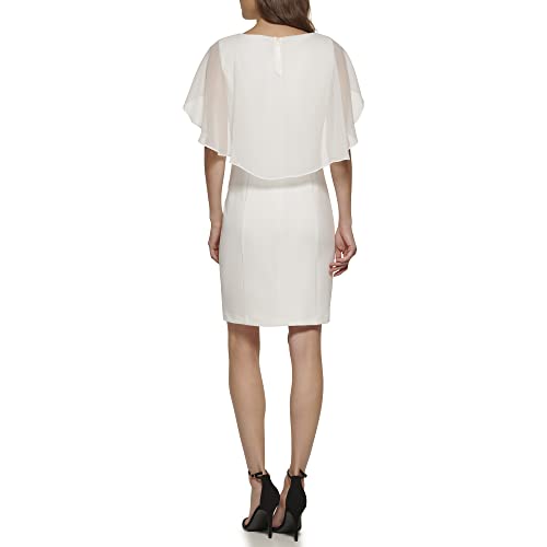 Vestido Combinado de Manga Corta para Mujer DKNY – Color Marfil, Talla 4