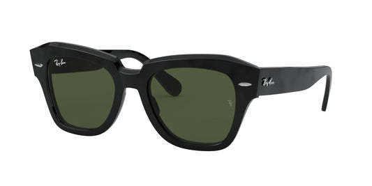 Gafas de Sol Mujer Ray-Ban State Street – Montura Negra, Lentes Verdes Oscuros 49 mm, Protección UV400