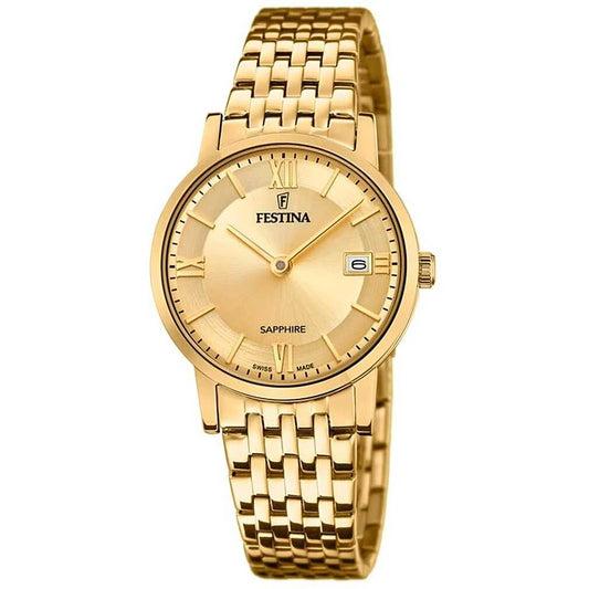 Reloj Festina para Mujer F20021/2 – Swiss Made, Caja y Correa de Acero Inoxidable Dorado