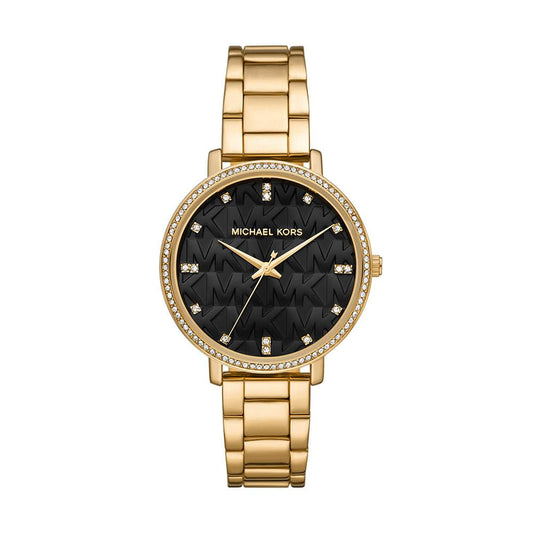 Reloj Michael Kors Pyper para Mujer – Movimiento de Cuarzo, 38 mm, Negro Azabache y Dorado