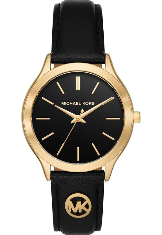 Reloj Michael Kors Slim Runway para Mujer – 38 mm, Movimiento de Cuarzo, Correa de Piel Negr