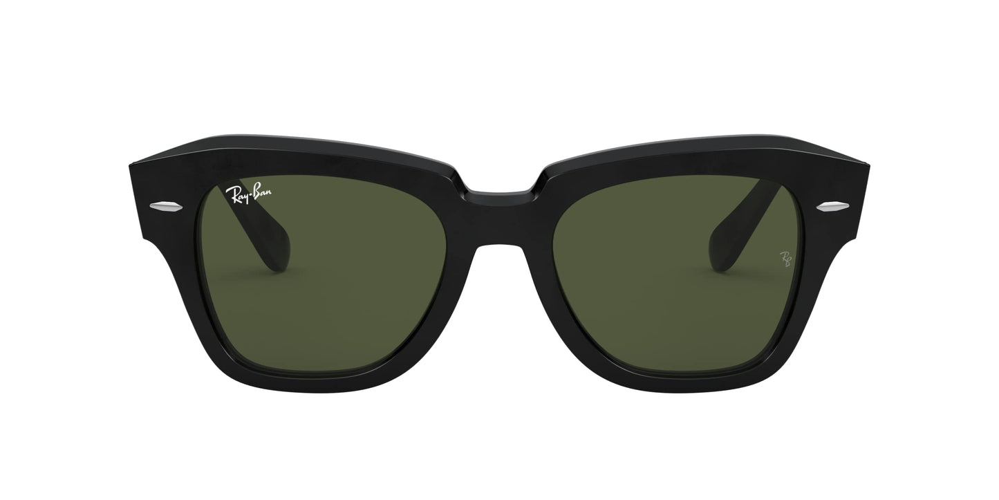Gafas de Sol Mujer Ray-Ban State Street – Montura Negra, Lentes Verdes Oscuros 49 mm, Protección UV400