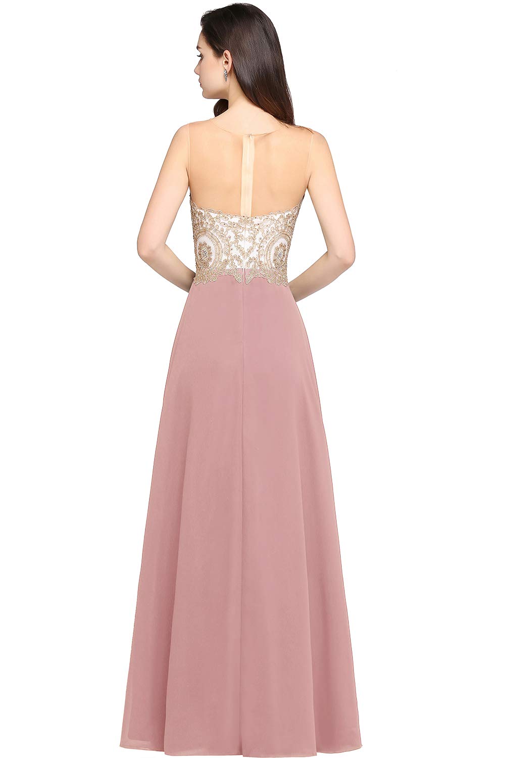 Vestido de Noche Largo para Mujer con Espalda Descubierta – Elegante y Sexy – Color Rosa Intenso – Misshow, Talla 4