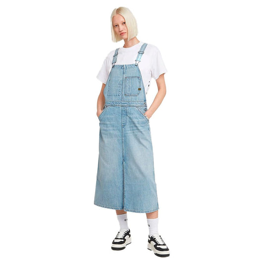 Pichi Midi para Mujer G-Star – Color Azul Sun Faded Cloudburst, Talla XXS, Estilo Casual Denim