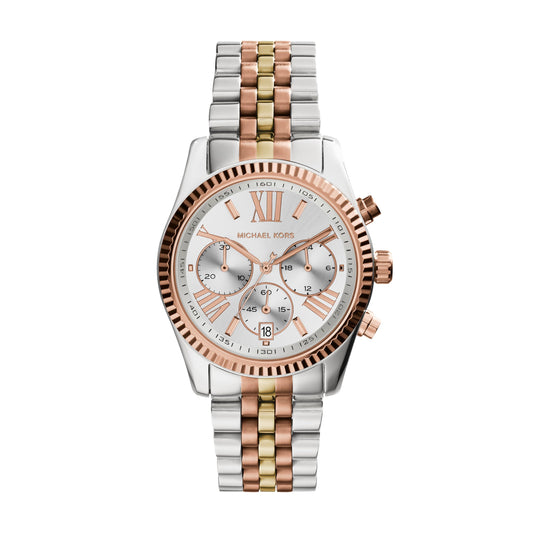 Reloj Michael Kors Lexington para Mujer – Cronógrafo de Cuarzo, Acero Inoxidable Bicolor Plata y Oro, Modelo MK5735