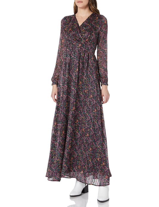 Vestido Largo Informal para Mujer Morgan Rcode – Estampado Elegante, Color Negro, Talla 42