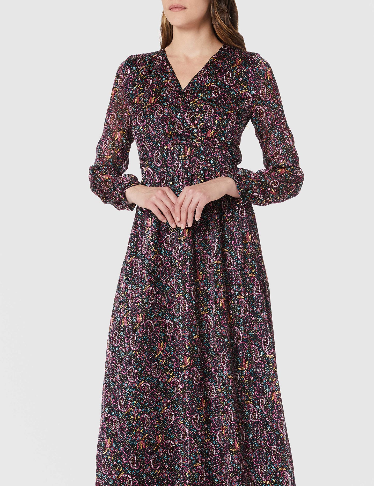 Vestido Largo Informal para Mujer Morgan Rcode – Estampado Elegante, Color Negro, Talla 42